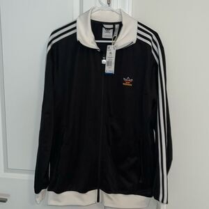 New Adidas Originals Trefoil FB soccer Track Top Full Zip Warm up Black Jacket